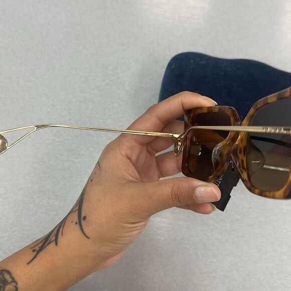 GUCCI GG0435SA Sunglasses Brown X Gold authentic Women - Picture 5 of 7